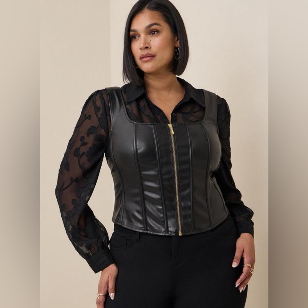 Torrid Faux Leather Zip Front Corset